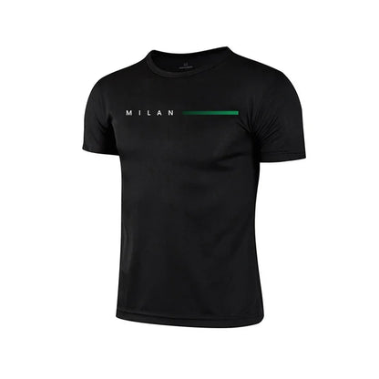 Men T-shirt Print Casual Exercise Tops Outdoor Jogging Cycling Clothing Summer Quick-Drying Mesh Tees Fashion Running Sportswear