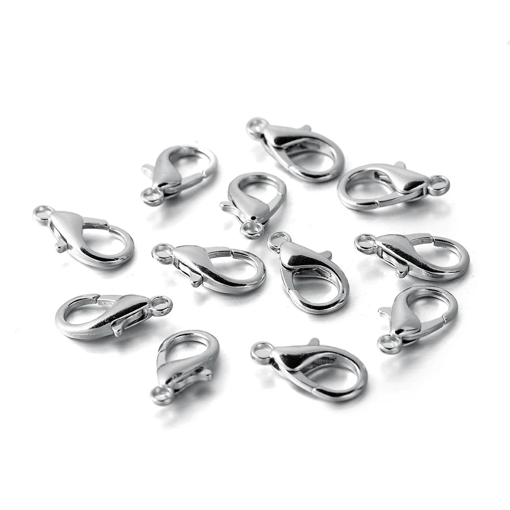10pcs Multiple Size Lobster Clasps Bracelets Connector Necklace Hooks Findings for DIY Chains Jewelry Making Supplies Wholesale