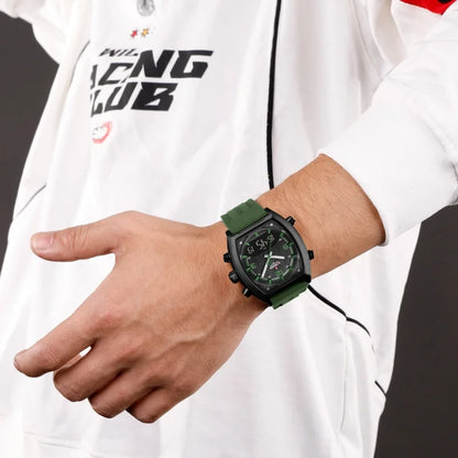NAVIFORCE Men Dual Display Watch 3ATM Waterproof Luminous Silicone Strap Sport Casual Wristwatch Gifts box