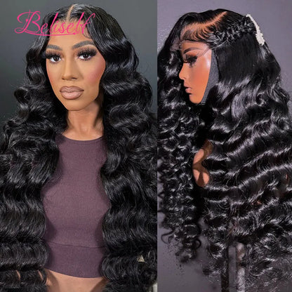 13x6 HD Lace Front Human Hair Wigs Loose Wave Glueless Wig Human Hair 13x6 Full HD Lace Frontal Wig Pre Bleached Knots Beliself