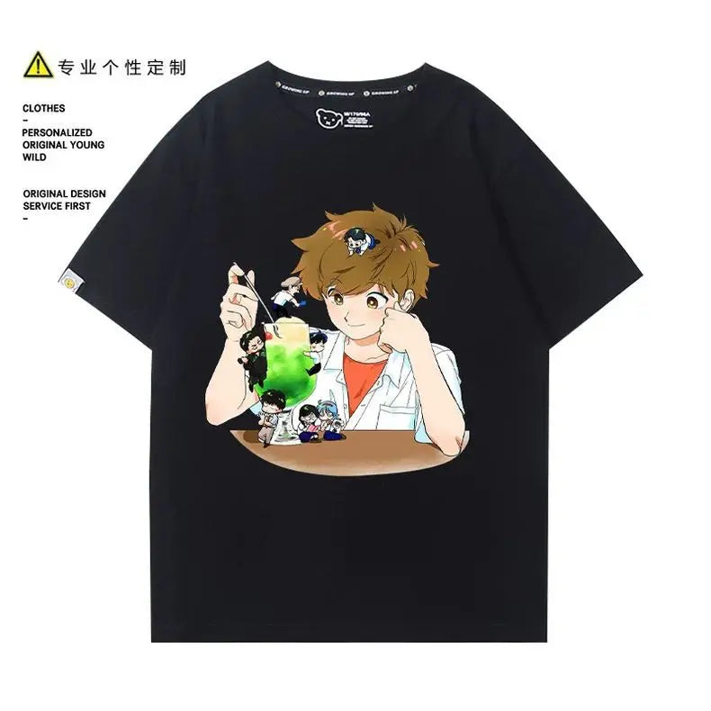 Go for It, Nakamura! Nakamura Okuto Hirose Aiki T-Shirt Cartoon Printed Top Summer Anime Cosplay Outfit Gift Men Women Halloween
