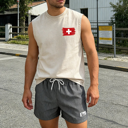 Casual Summer  sleeveless Men's 2 Piece Outfit