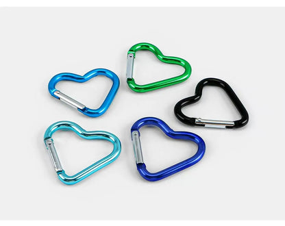 5pcs Aluminum Alloy Colorful Heart Spring Clasps  Carabiner Keychain Clips Hook Dog Chain Diy Jewelry Buckle Connector Supplies