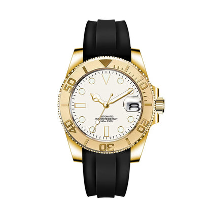 Custom logo 40mLuxury NH35/ Miyota Automatic Mechanical Wristwatch MenYacht Watch Clock Ceramic Bezel Two Tone Gold Rubber Band
