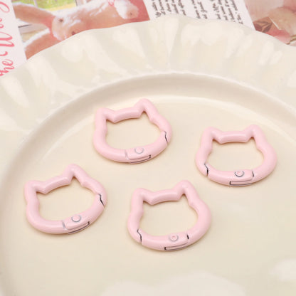 1pc/bag Alloy Spring Clasps Colorful Cute Cat Shape Spring Ring Carabiner Clips For DIY Keyring Lanyard Keychain Making Findings