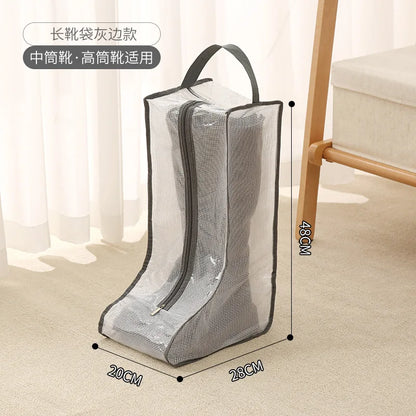 Tall Boot Storage Bags with Clear PVC Window Breathable Dustproof Organizer Prevent Slouching for Knee High Shoes Closet Women