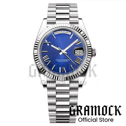Custom Logo Clock Men's Luxury Rose Gold Mechanical Wristwatch Week Date Calendar MIYOTA 8285 Movement Waterproof Watch For Men