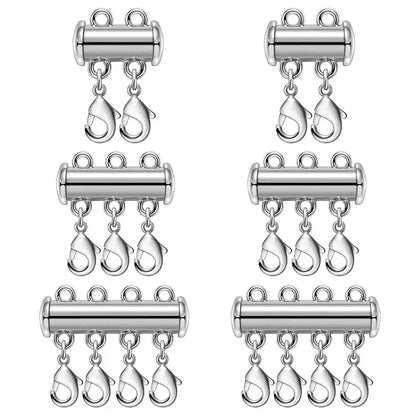 2pcs Multi Strand Necklace Layer Lobster Buckle Sliding Magnet Tube Connector Lock for DIY Necklace Bracelet Jewelry Making