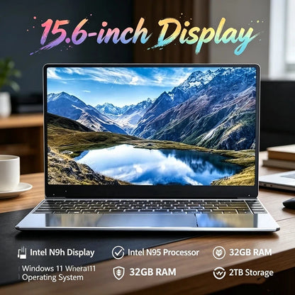 Zephyrine 2026 Original 15.6" Laptop N95 FHD IPS Display 120 Hz Pygmy Ultralear Screen 7500mAh 32GB/2TB SSD Elite Backlit