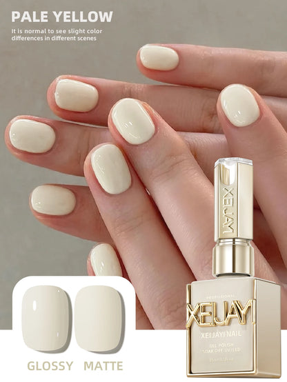 Hassleless 1 Bottle (15ml) Pale Yellow Solid-Color Nail Gel — Simple, Beginner-Friendly Soak-Off Gel Polish, Suitable for All Se