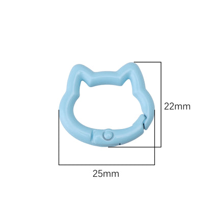 1pc/bag Alloy Spring Clasps Colorful Cute Cat Shape Spring Ring Carabiner Clips For DIY Keyring Lanyard Keychain Making Findings