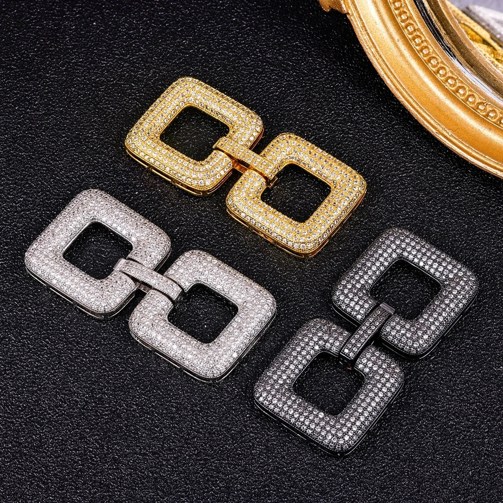 Juya DIY Copper 18K Gold Plated Pendant Connector Fastener Buttob Lock Clasps For Needlework Natural Stone Pearls Jewelry Making