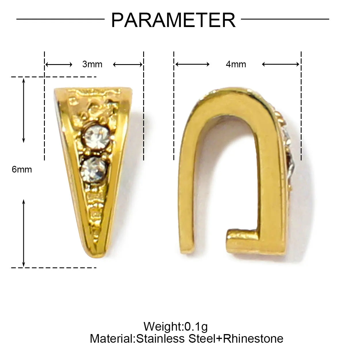 5Pcs/Lot Stainless Steel Clips Clasps Rhinestone Pinch Clip Bail Connectors For DIY Jewelry Findings Accessories