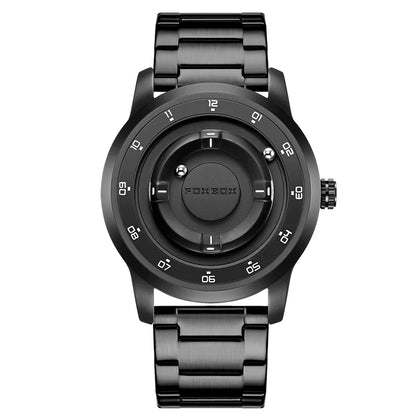 LIGE FOXBOX Fashion Man Magnetic Watch Unique Dial Business Stainless Casual Srolling Bead Waterproof Quartz Men's Watches Gifts