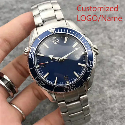 A11 Store Customized Watch  Men Case Relogio Masculino Mechanical Watch Ocean Universe Steel Black Blue Ceramic