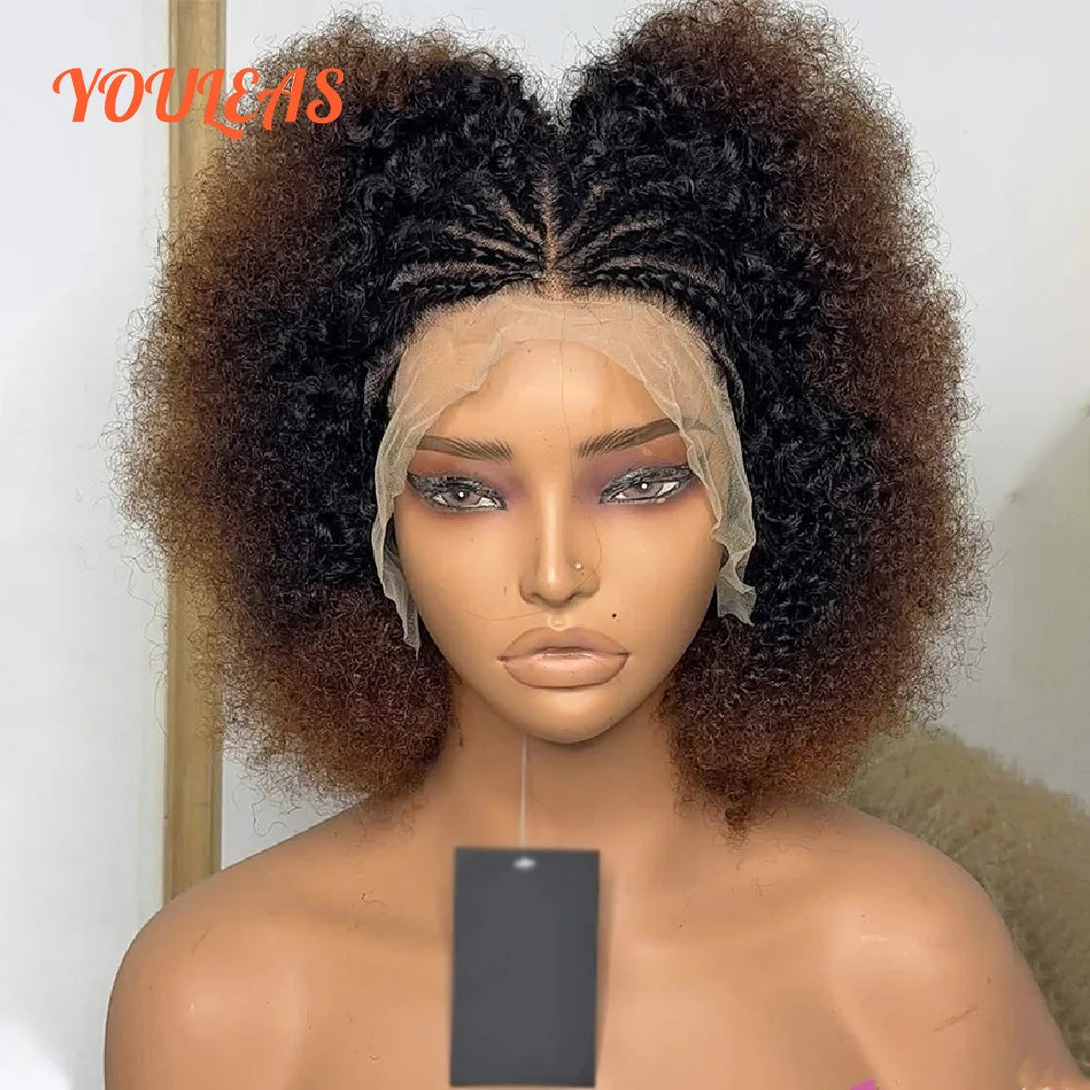 Afro Kinky Curly Wig Short Bob Ombre 1B4Color 9x6 Transparent Lace Closure Human Hair Wig For Woman Glueless 100% Human Hair