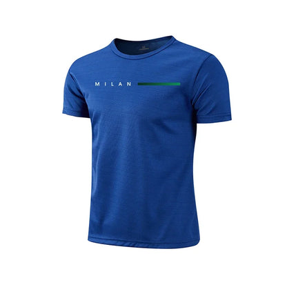 Men T-shirt Print Casual Exercise Tops Outdoor Jogging Cycling Clothing Summer Quick-Drying Mesh Tees Fashion Running Sportswear