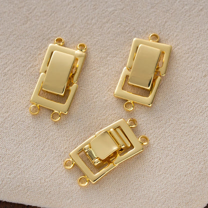 2pcs 14K Gold Plated Layered Clasp 2 Strands Necklace Layering Clasp Necklace Connectors Bar Links Slide Lock for Jewelry Making