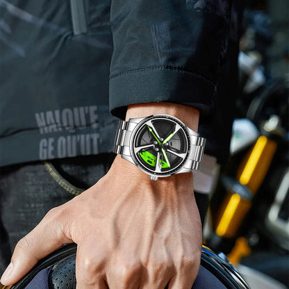 LIGE Unique Creative Quartz Man Watch Steel Band Casual Sports Waterproof Luminous Rotating Wheel Dial Watches for Men Gifts Box