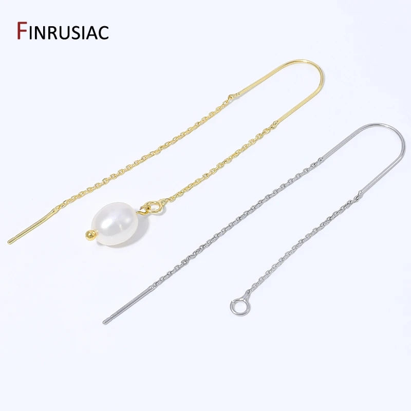 18K Gold Plated Brass Long Tassel Chain Drop Sticker Dangle Earrings Ear Line,Ear Wire Earrings Findings,DIY Jewelry Accessories