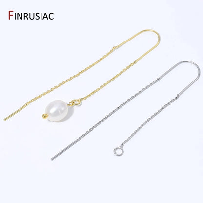18K Gold Plated Brass Long Tassel Chain Drop Sticker Dangle Earrings Ear Line,Ear Wire Earrings Findings,DIY Jewelry Accessories