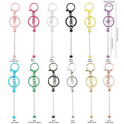 Wholesale 50/100/200Pcs Metal Beaded Keyring Beadable Lobster Claw Clasp Keychain DIY Car Keychain Bag Decor For Jewelry Making