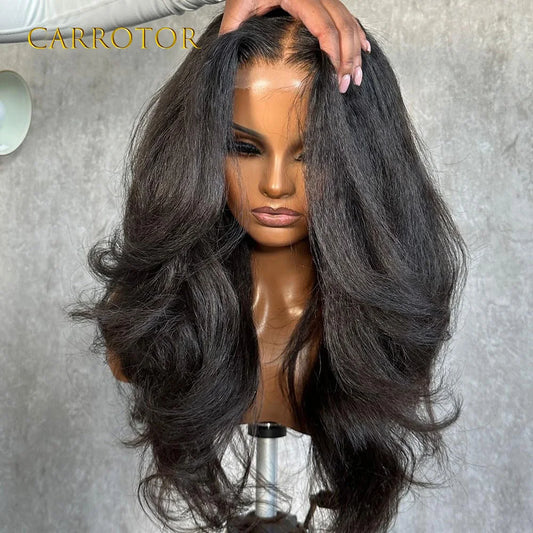 Kinky Straight And Body Wave 5x5 Transparent Lace Closure Pre Plucked Human Hair Glueless Wig Ready To Wear For Woman