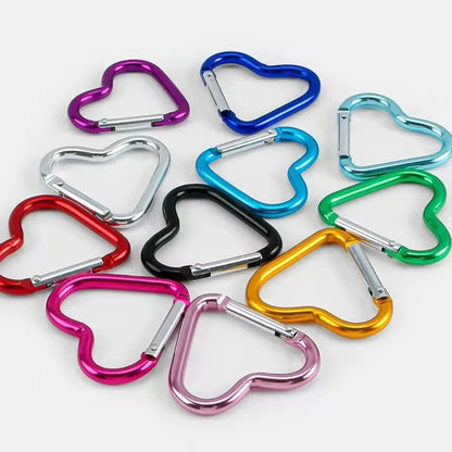 5pcs Aluminum Alloy Colorful Heart Spring Clasps  Carabiner Keychain Clips Hook Dog Chain Diy Jewelry Buckle Connector Supplies