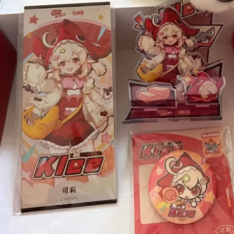 Genshin Impact Wriothesley Klee Cosplay Anime Cartoon Acrylic Standing sign badge brooch  set  Accessories Ornament Xmas Gift