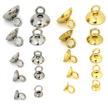 20Pcs 4/5/6/8/10mm Stainless Steel Beads End Caps Clasp Pendant Charms Connectors for DIY Jewelry Making Findings Accessories