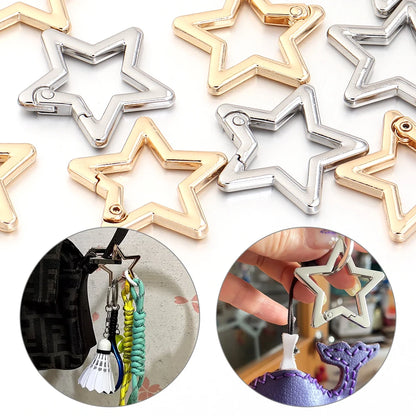 5pcs/lot Alloy Hollow Star Shaped Spring Clasp Carabiner Keychain Bag Clip Hook Dog Chain Buckle Connector DIY Jewelry Making