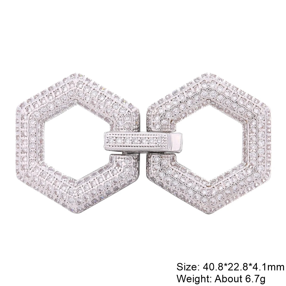 Juya DIY Copper 18K Gold Plated Pendant Connector Fastener Buttob Lock Clasps For Needlework Natural Stone Pearls Jewelry Making