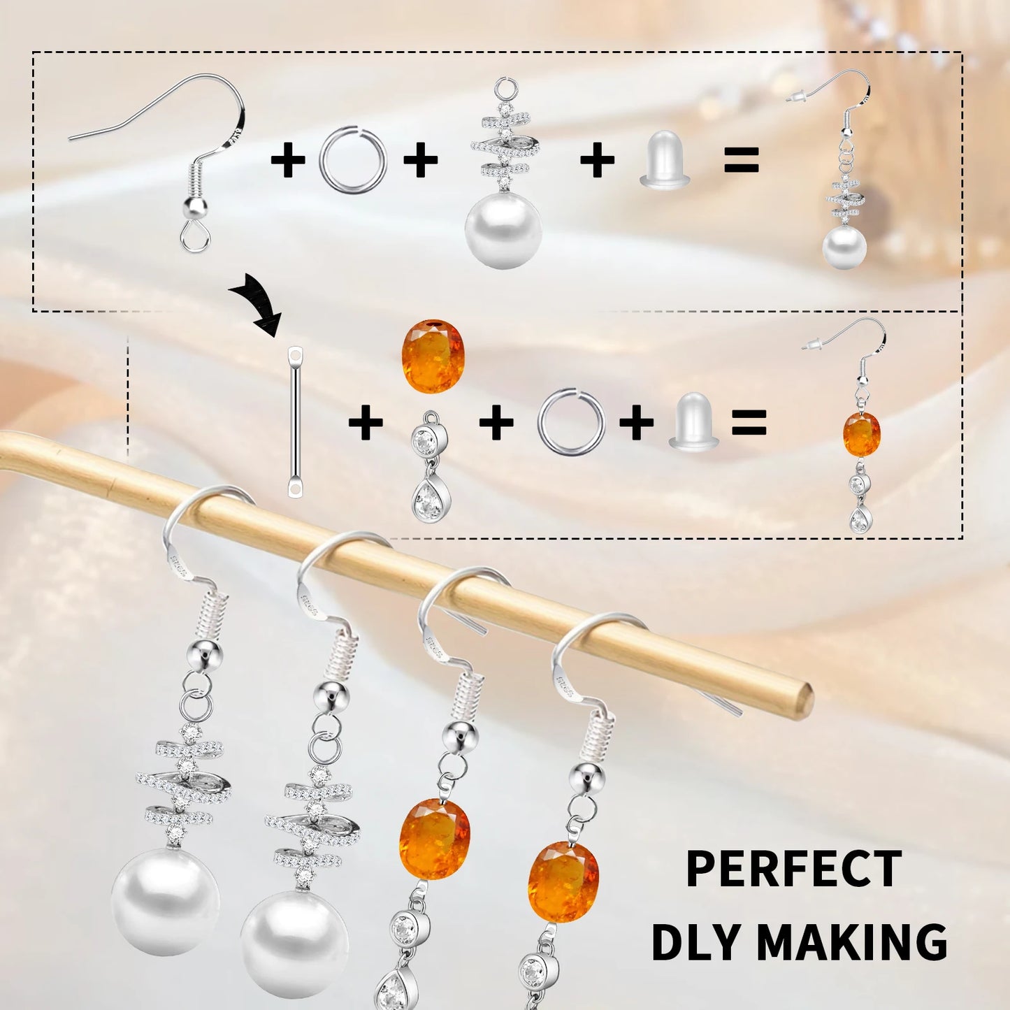 925 Silver/Gold Plated Earring Hooks for Jewelry Making, 900pcs Hypoallergenic Earring Making Kit,Earring Findings Jump Rings