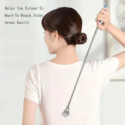 1PC Stainless Steel Retractable Telescopic Back Scratcher Adjustable Anti-Slip Ergonomic Handle Dual Purpose Itch Scraper & Gua Sha Tool Portable Lymphatic Muscle Massager Ideal Thanksgiving Birthday Christmas Gift