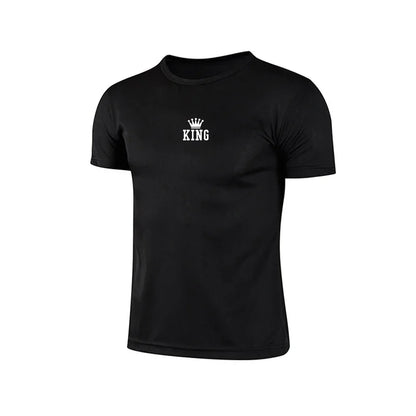 King Printing Men T-shirt Casual Exercise Tops Outdoor Jogging Cycling Clothing Summer Quick-Drying Mesh Tees Running Sportswear