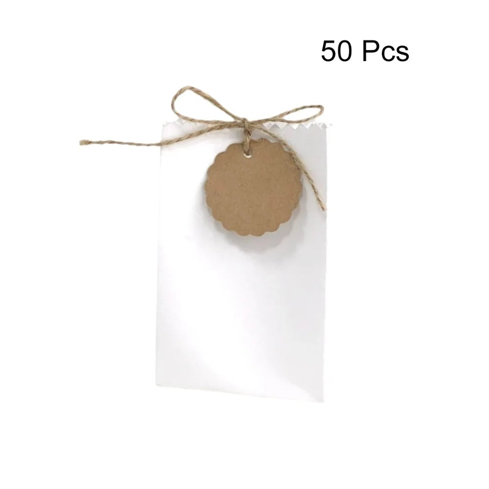 Party Supplies Retro Kraft Paper Gift Box Refilling with Rope Tag Kraft Paper Cookie Bag DIY Candy Packaging Bag Hotel