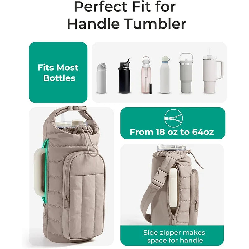 Outdoor Sports Down Kettle Bag Portable Large Capacity Crossbody Water Cup Bag Travel Thermos Cup Cover
