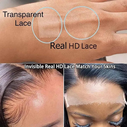 Highlight Brown Glueless 400 Density Straight Wig No Glue Brazilian Human Hair 4x4/13x6 HD Lace Front Ready To Wear Wig 18 Inch