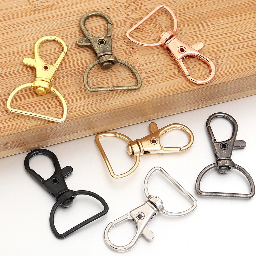 10pcs/lot Metal Swivel Clasps With D Rings Lanyard Snap Hooks Key Chain Clip Hook Lobster Claw Clasp For Keychain Jewelry Making
