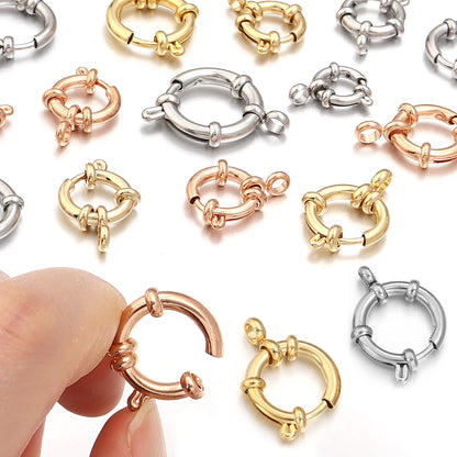 2pcs 316 Stainless Steel Sailor Clasps Round Spring Clasps Hooks For DIY Jewelry Making Bracelet Necklace End Clasps Connectors