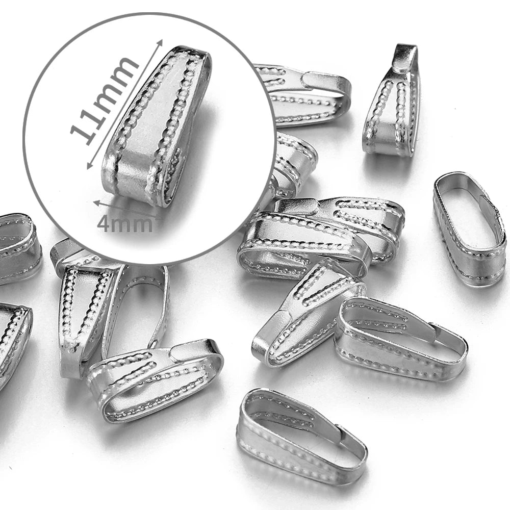50pcs Stainless Steel Buckle Clasp Connectors for Pendants Charm Clip Pinch Bail Clasp Necklace DIY Jewelry Making Accessories