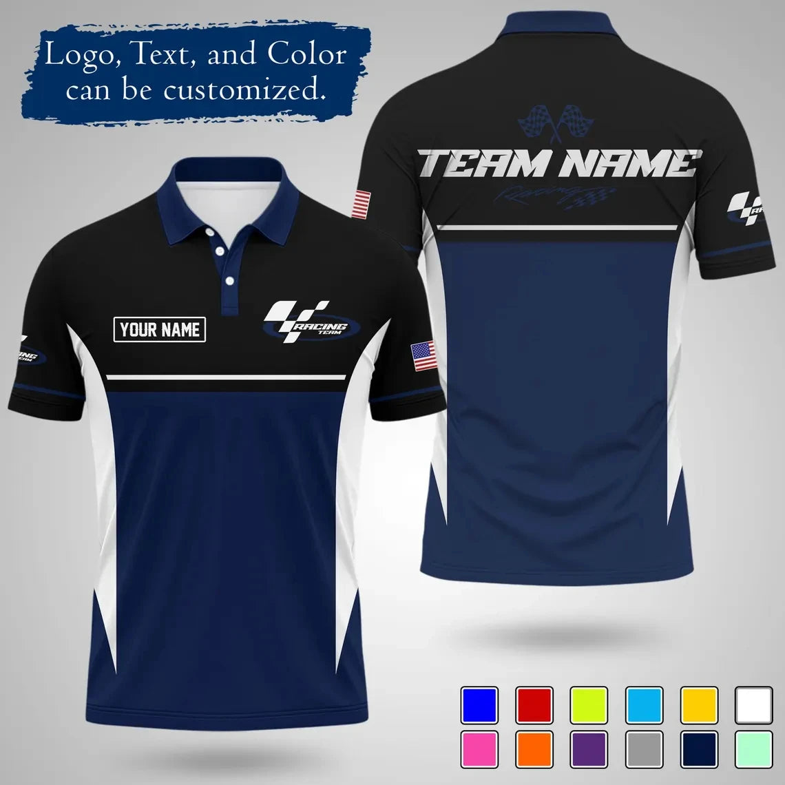 2026 New Custom Racing Polo Shirt Personalized Name Team Logo And Color Design Quick Dry Lapel Sports Jersey For Racing Teams
