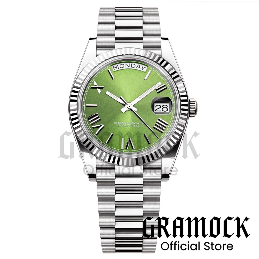 Custom Logo Clock Men's Luxury Rose Gold Mechanical Wristwatch Week Date Calendar MIYOTA 8285 Movement Waterproof Watch For Men