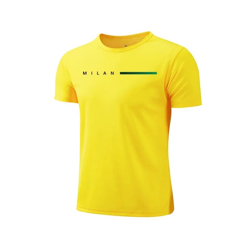Men T-shirt Print Casual Exercise Tops Outdoor Jogging Cycling Clothing Summer Quick-Drying Mesh Tees Fashion Running Sportswear