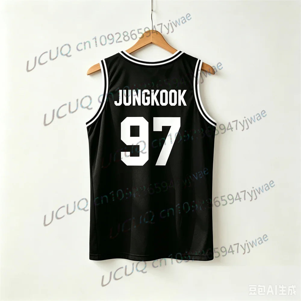 KPOP Concert Outfits JUNGKOOK Basketball Jersey Tank Top Breathable Sports Vest Casual Sleeveless Top Army Gift Men Women Vest