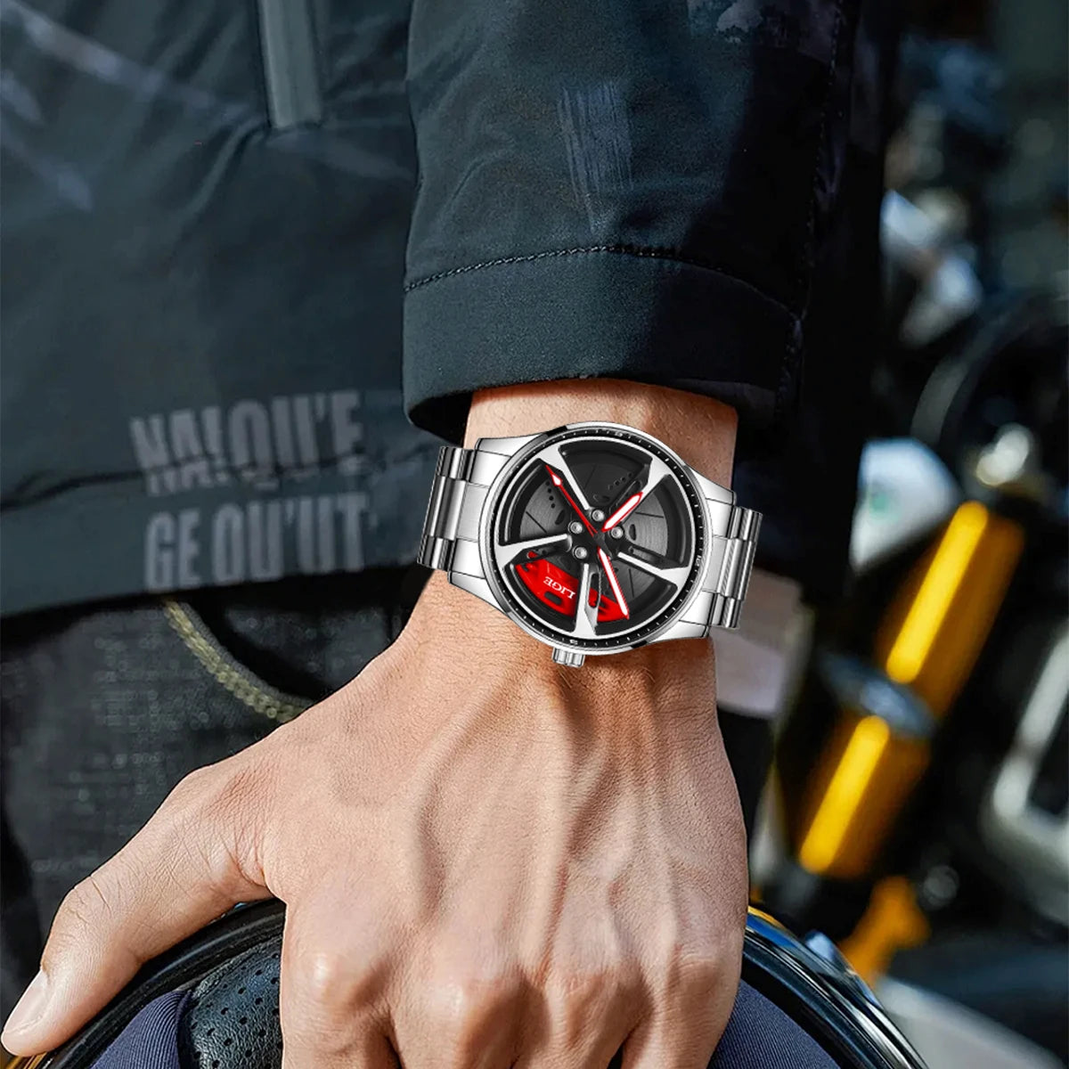 LIGE Unique Creative Quartz Man Watch Steel Band Casual Sports Waterproof Luminous Rotating Wheel Dial Watches for Men Gifts Box