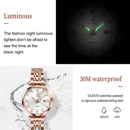 OLEVS brand beautiful women's watches Prism mirror waterproof fashion quartz watch for rose genuine date ladies wristwatch