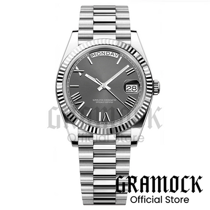 Custom Logo Clock Men's Luxury Rose Gold Mechanical Wristwatch Week Date Calendar MIYOTA 8285 Movement Waterproof Watch For Men