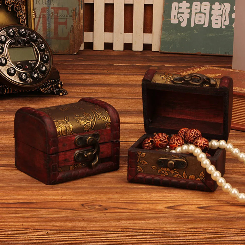 Chinese Style Vintage Wooden Jewelry Box With Lock Trinket Packing Box For Ring Brooch Bracelets Earrings Ear Studs Storage Box