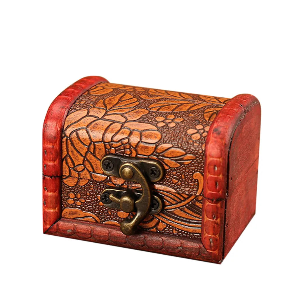 Chinese Style Vintage Wooden Jewelry Box With Lock Trinket Packing Box For Ring Brooch Bracelets Earrings Ear Studs Storage Box